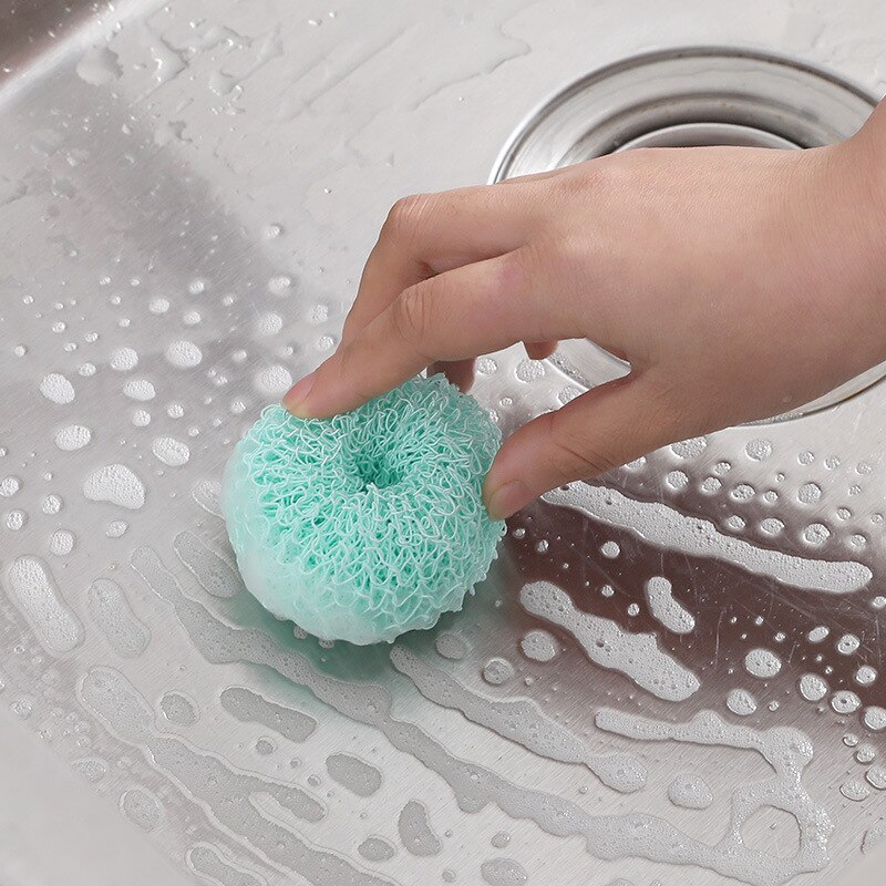 Scratch-Free Dish Scrubber Dish Plate Pot Washing Fiber Steel Ball Cleaning Brush Antibacterial Dishwasher Kitchen Home Cleaner