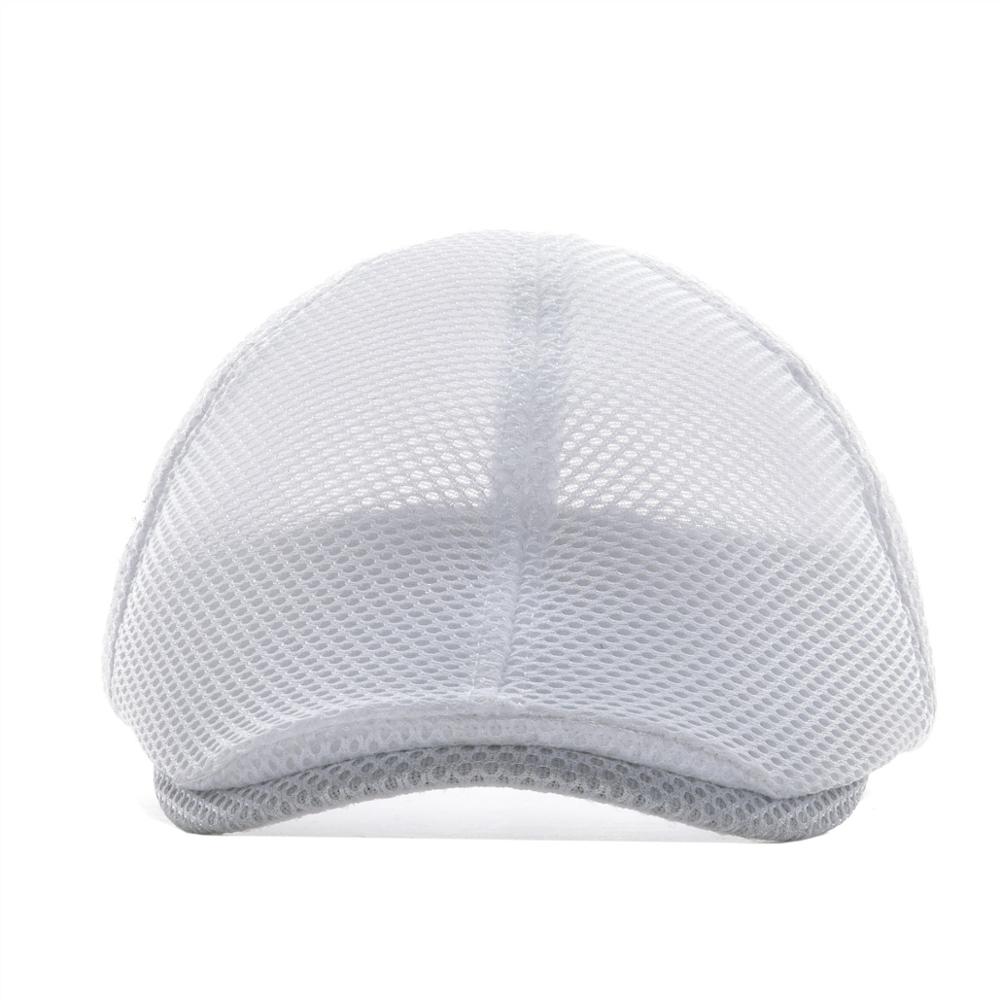 VOBOOM Summer White Net Flat Cap Men Women 6 Panel Newsboy Caps Lightweight Breathable Beret Hat Airy Driver Headgear 125