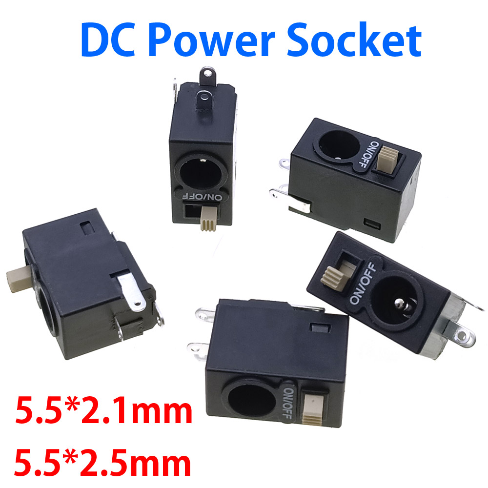 DC Power Jack Socket 5.5*2.1mm 5.5*2.5mm 3A 12V DC Connectors Supply Socket Manual electric tool charging interface with NO/OFF