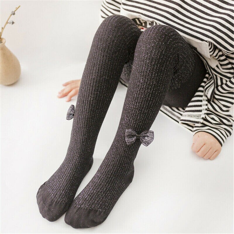 0-24M Mädchen freundlicher Strumpfhosen Strumpfhosen Solide Baumwolle Bogen Gestrickte Winter Warme Strumpfhosen Party Schule Beinlinge