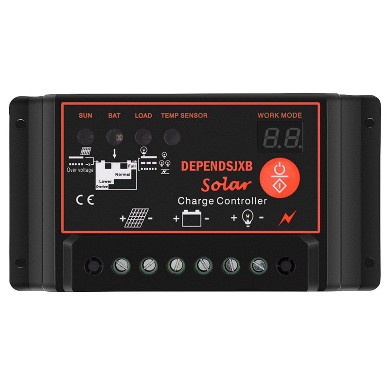 Waterproof Solar Panel Charge Regulator 12/24V Lcd Controller