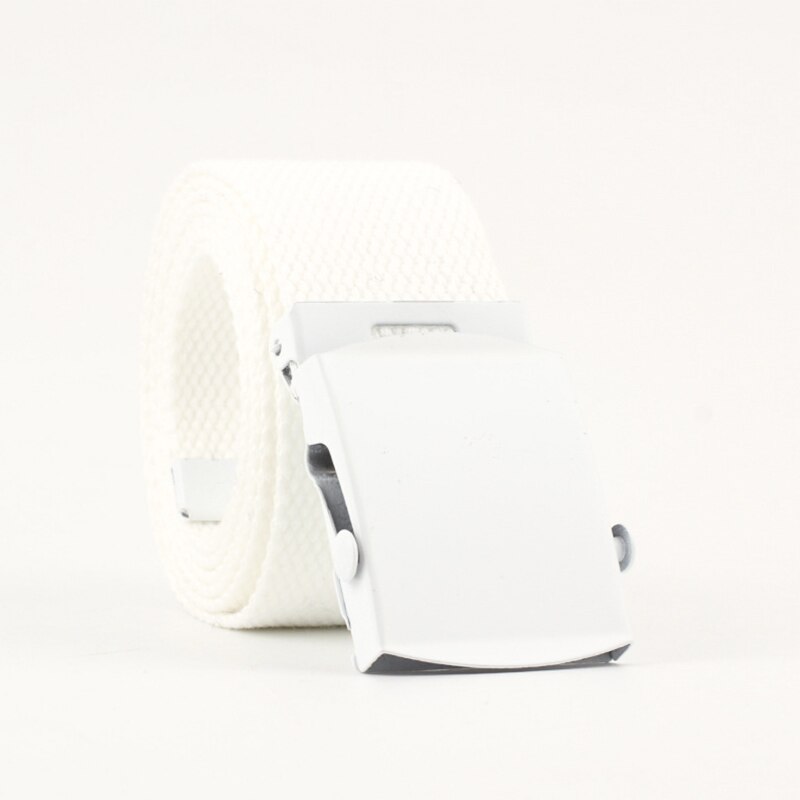 Gul lærred bælte automatiske børnebælter til kvinder piger hvid let sort bælte søde harajuku bælter til jeans lange: Hvidt bælte