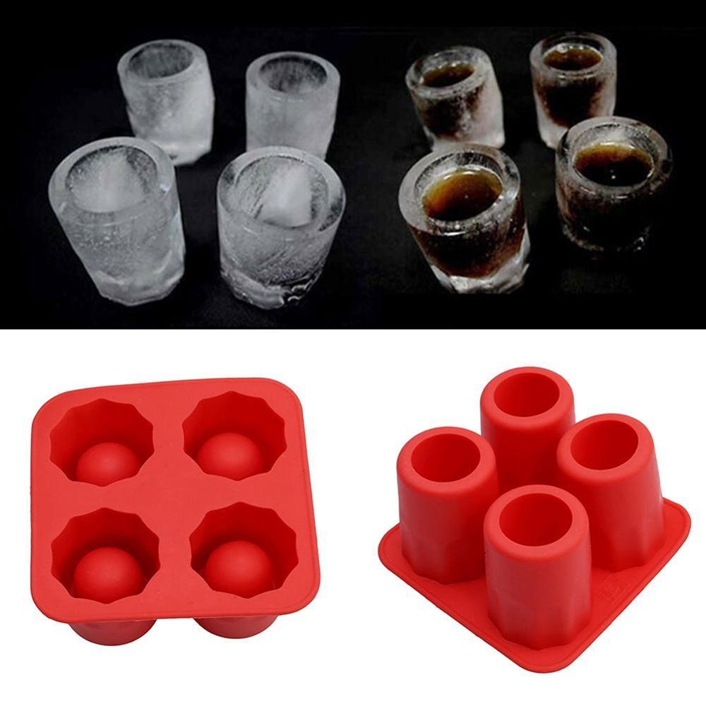 4 tasses forme Silicone moule à glaçons tireurs tir verre glace moule bac à glaçons été barre fête bière glace boisson outil accessoires