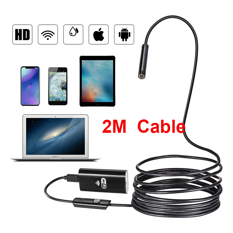 WIFI endoscope camera 8mm 1/2/5M USB mini waterproof soft cable inspection camera endoscope Borescope IOS endoscope for Iphone: B