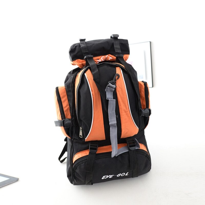 Vandtæt unisex mænd rygsæk 60l rejse pakke sports taske pakke udendørs bjergbestigning vandre klatring camping rygsæk til mænd: Orange