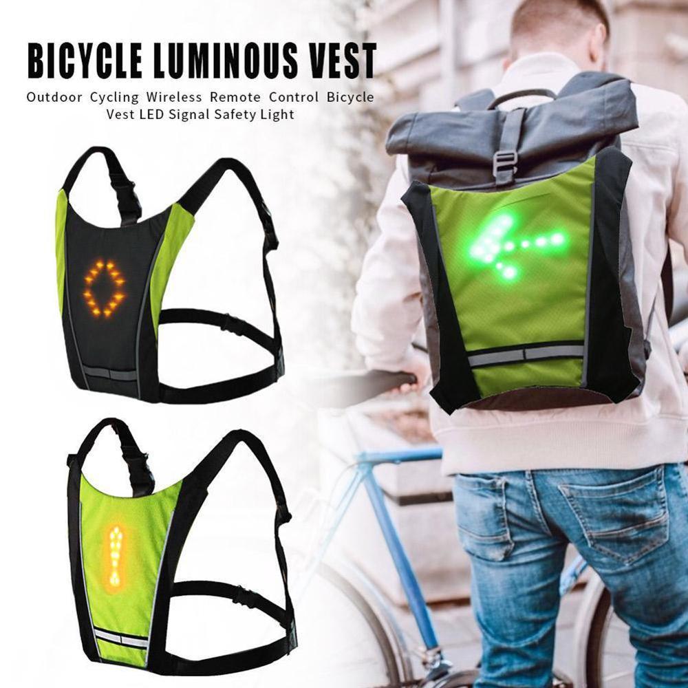 Safety cycling vest Wireless remote control LED luminous luminous light bag warning Riding bag vest Illuminated O1Y4