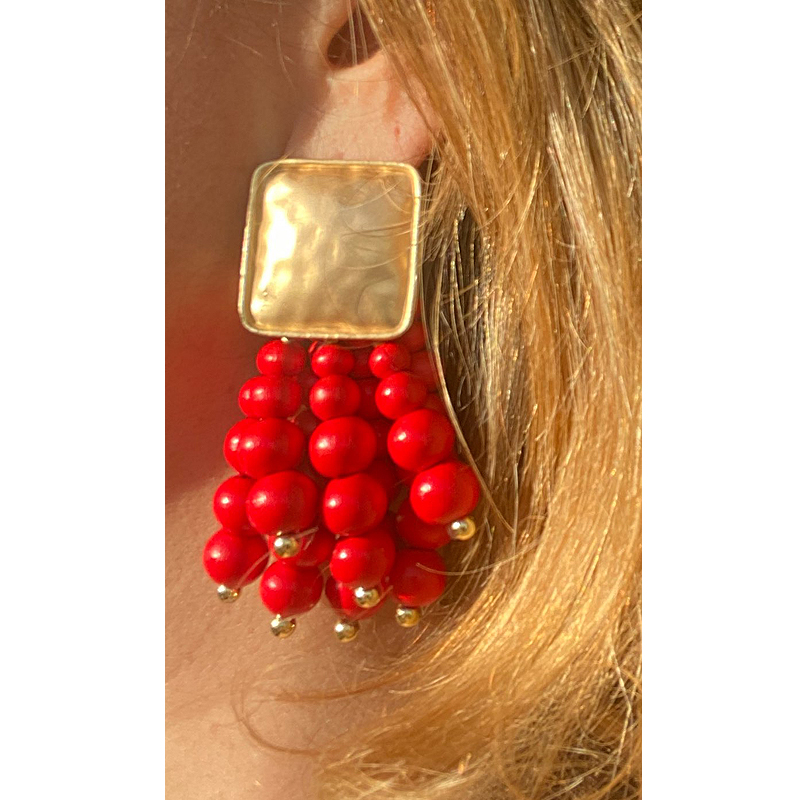 Pendientes colgantes de madera hechos a mano Vintage, Maxi cuentas bohemias, joyería de boda llamativa para mujer brincos