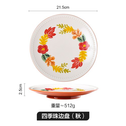Japanese-style Tableware Retro Plate Dish Plate Home Deep Dish Cute Pasta Fruit Plate Good-looking Noodle Plate: E