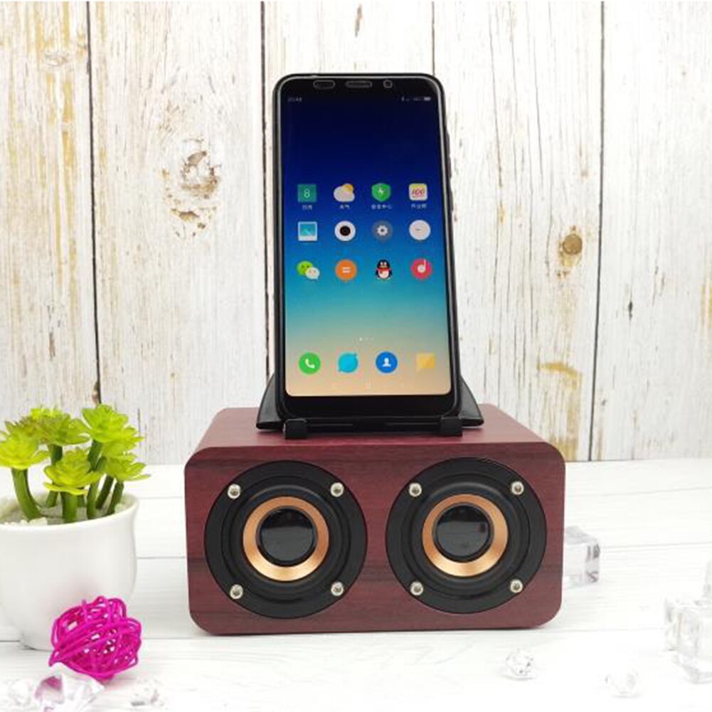 Retro In Legno Wireless Desktop Altoparlante del Bluetooth Supporto Del Telefono USB Ricaricabile