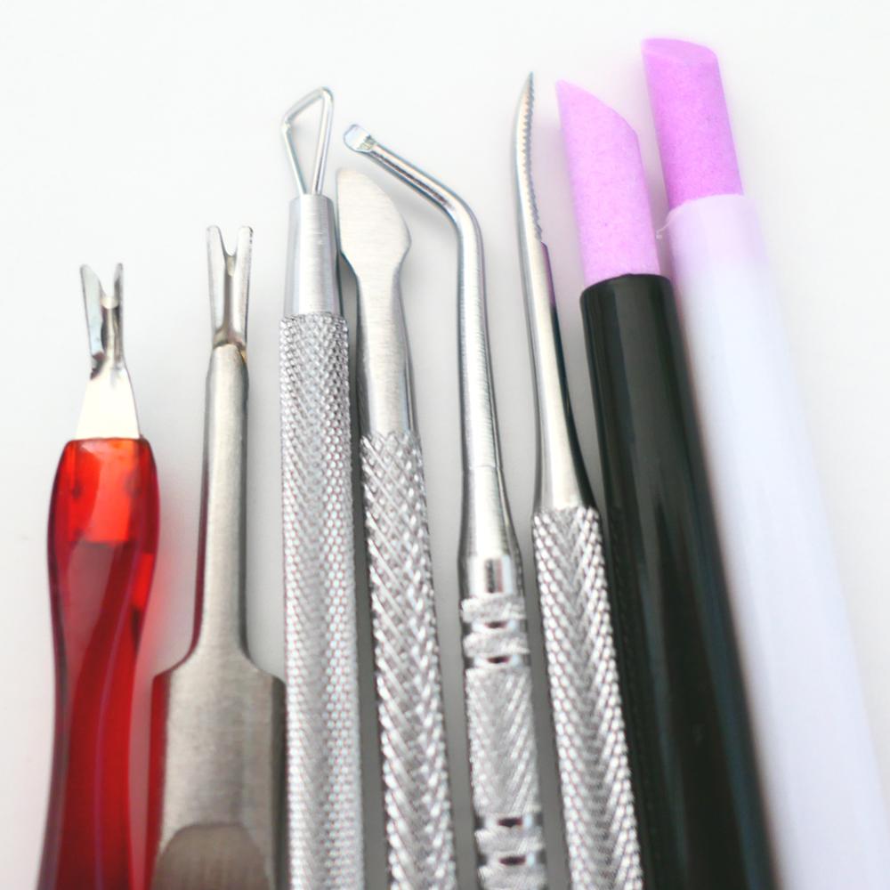 Bittb-Juego de Herramientas de manicura y pedicura, empujador de cutículas de acero inoxidable, cuchara para cutículas, empujador raspador