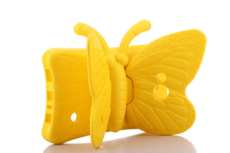 Schokbestendig Eva Case Voor Samsung Galaxy Tab 3 7 Inch P3200/T110/T111/T210/T211, 3D Cartoon Vlinder Kinderen Veilig Tablet Stand Cover: Yellow