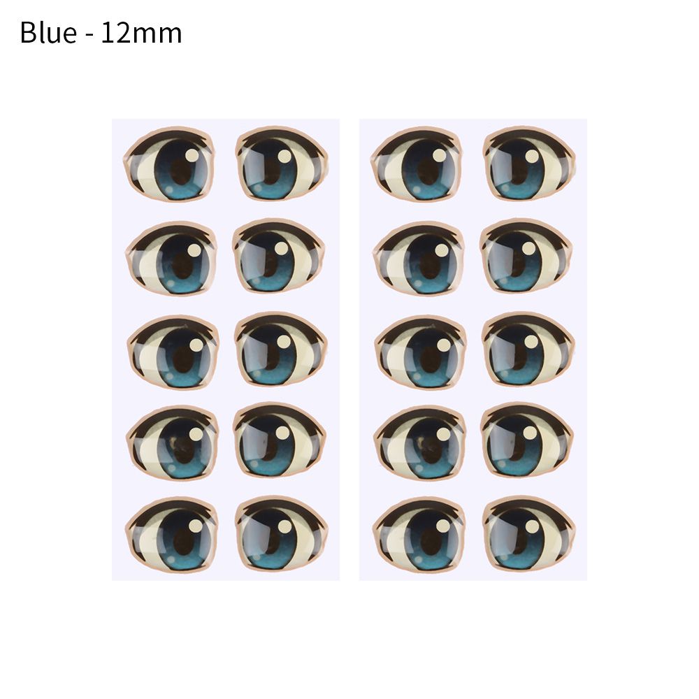 10 Pair Cute Cartoon Eyes Stickers Boy Anime Figurine Doll Face Organ Paster Decals DIY Glass Eye Chips Paper Doll Accessories: Black Nickel