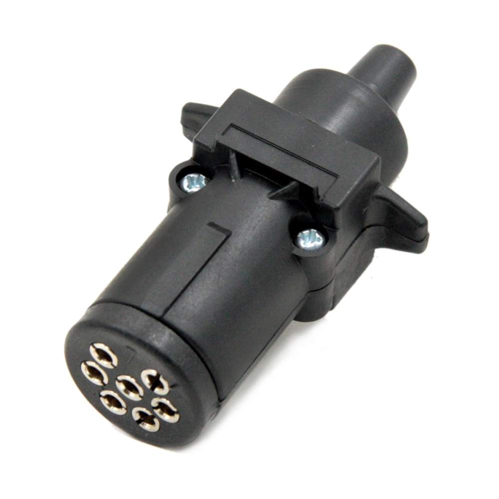 TIROL Black 7 Pin Round Trailer Socket Trailer Light Connector 12V 7 Way Female Trailer Adapter for Caravan RV Boat Truck