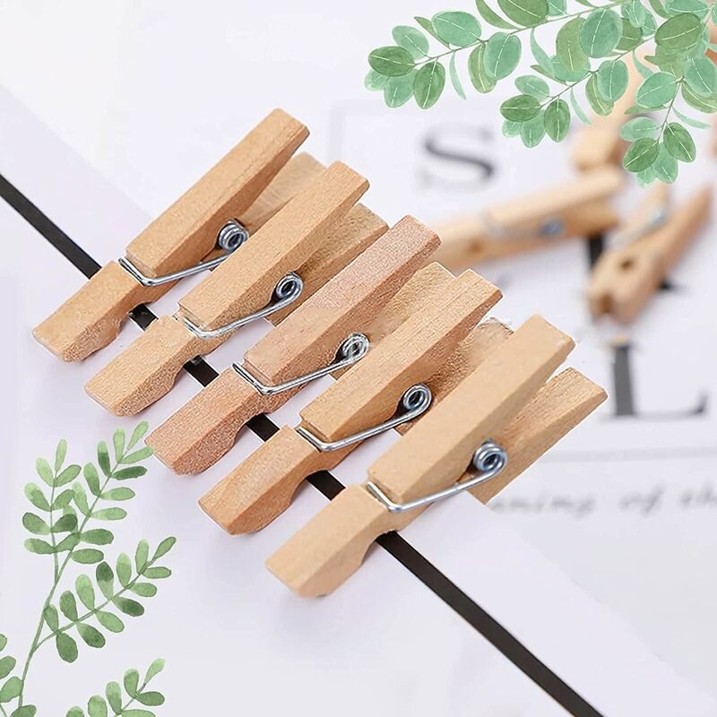 50/100PCS Pinces à Linge En Bois 2.5cm Mini Pinces Photo Papier Photo Pinces pour Accrocher Des Images Maison Pince À Linge Décoration