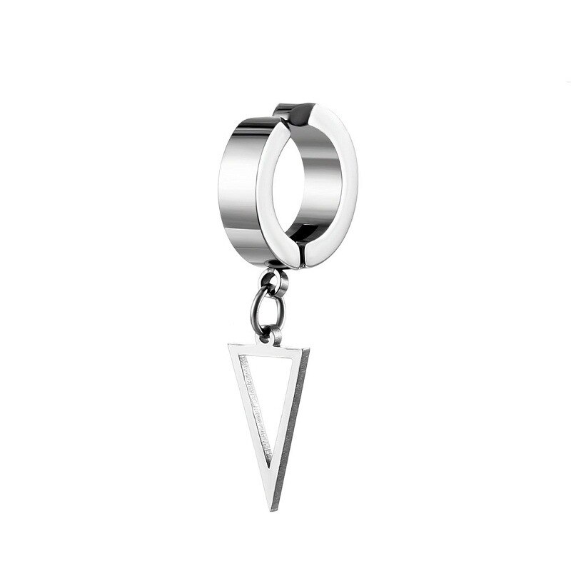 1 Uds. Pendientes Punk de acero inoxidable Unisex con Clip negro para hombre, pendientes colgantes con forma de estrella triangular geométrica, joyería gótica para mujer