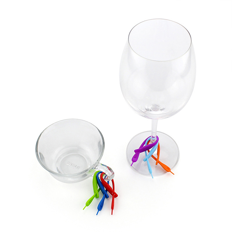 12 Stck Becher Schild Glas Marker Für Bar Party Wein Etiketten Gläser Trinken Schild einstellen Lebensmittel Klasse Silikon markieren Lange streifen