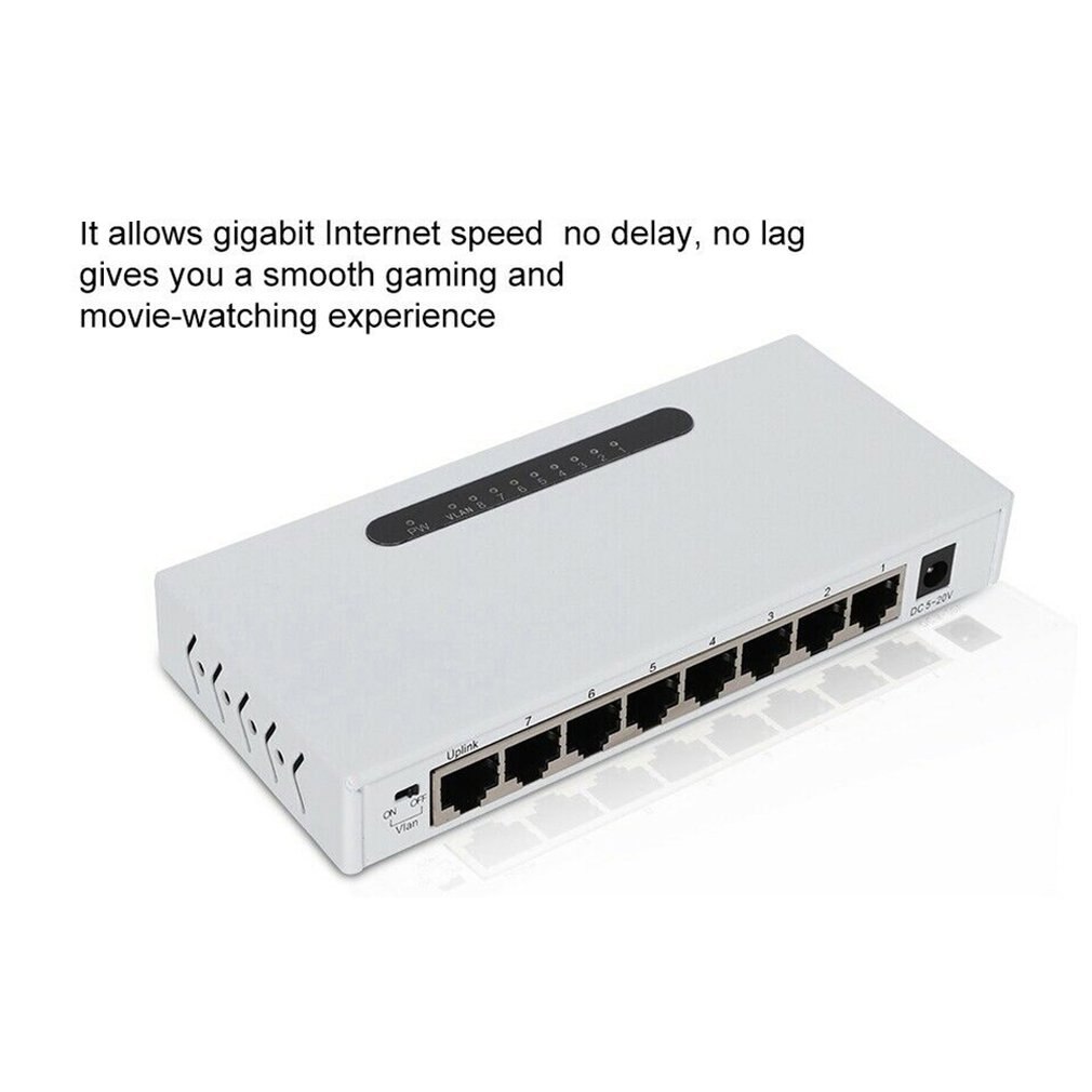 Interruptor de red PoE de 8 puertos, Gigabit no gestionado, 1000M, Ethernet, carcasa de Metal, interruptor duradero