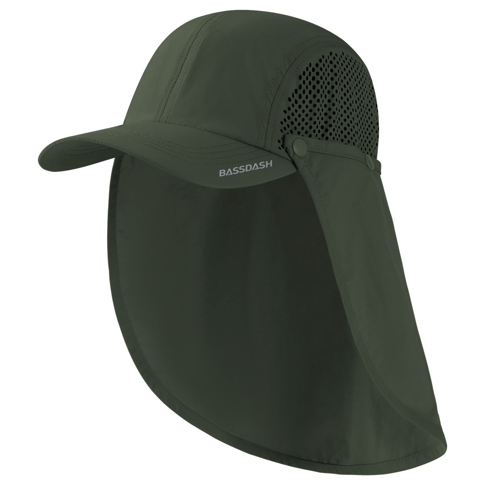 BASSDASH-Chapéu de pesca dobrável com aba removível do pescoço, portátil para homens e mulheres, golfe e caminhada, UPF 50 Plus: CINZA
