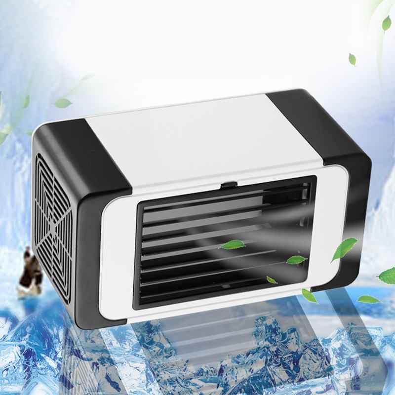 USB Desktop Mini Portable Air Conditioner Conditioning Humidifier Purifier Air Cooler Fan With 2 Ice Crystal Home