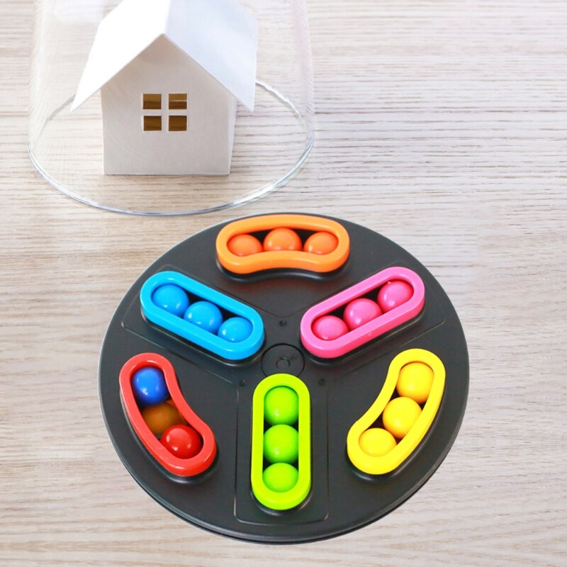 Stress Relief Turntable Color Magic Bean, Anger Venting Sensory Decompression Toy with Rotating Small Beads fidget toy