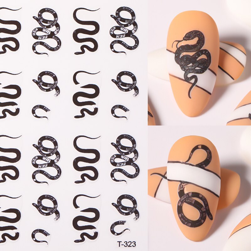 Zwart Kleurrijke Snake Designs 3D Nail Stickers Sexy Geometrische Lepard Nail Stickers Diy Nail Art Decorarion