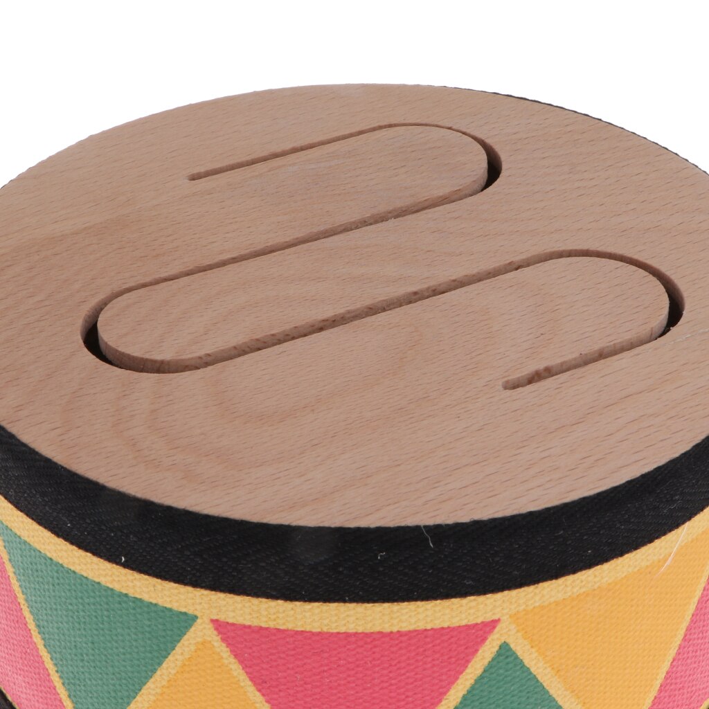 Instrumento de percusión de tambor redondo de tres tonos de madera, Juguete Musical para niños,