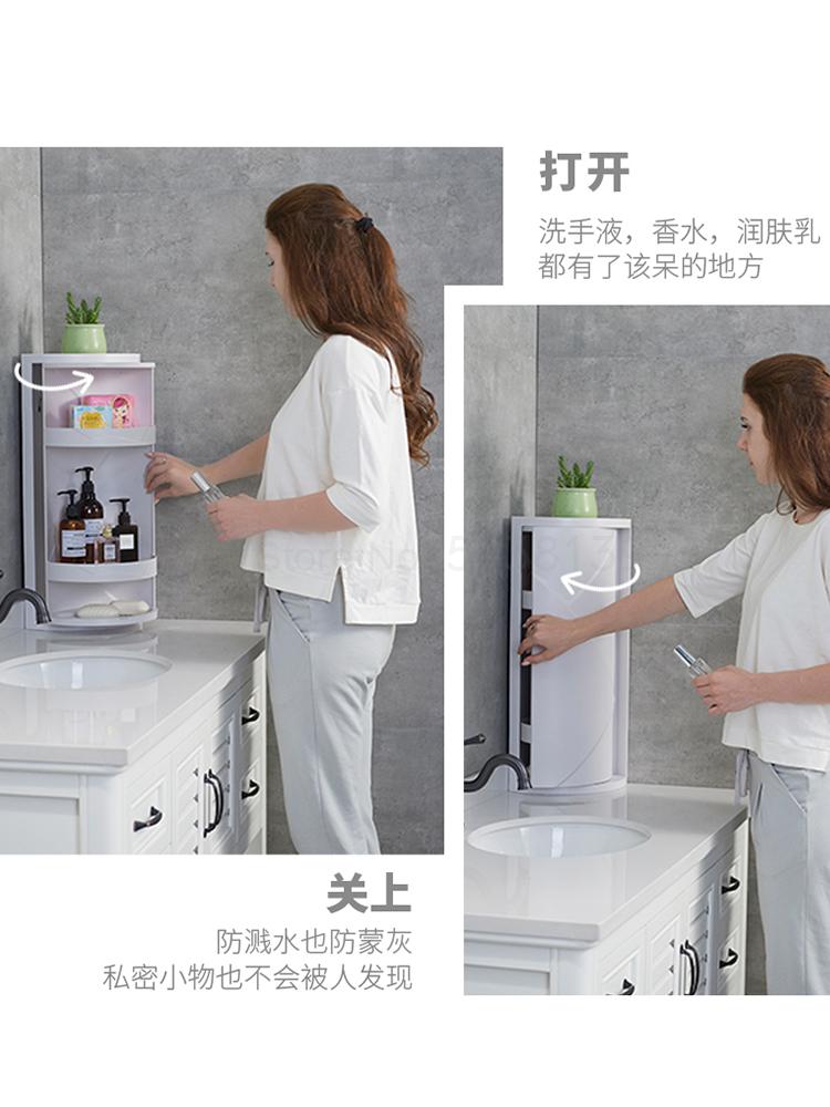 Bathroom shelf rotating triangle shelf kitchen corner corner locker bathroom vanity storage artifact
