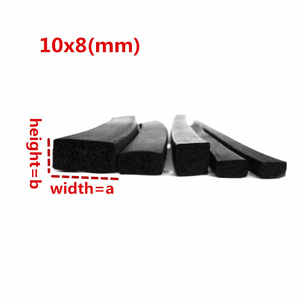 5 meter firkantet forseglingsskumsvamp antikollisionsbånd lydisoleret gummitætning med klæbende bagside til bildørsvindue: 10 x 8mm
