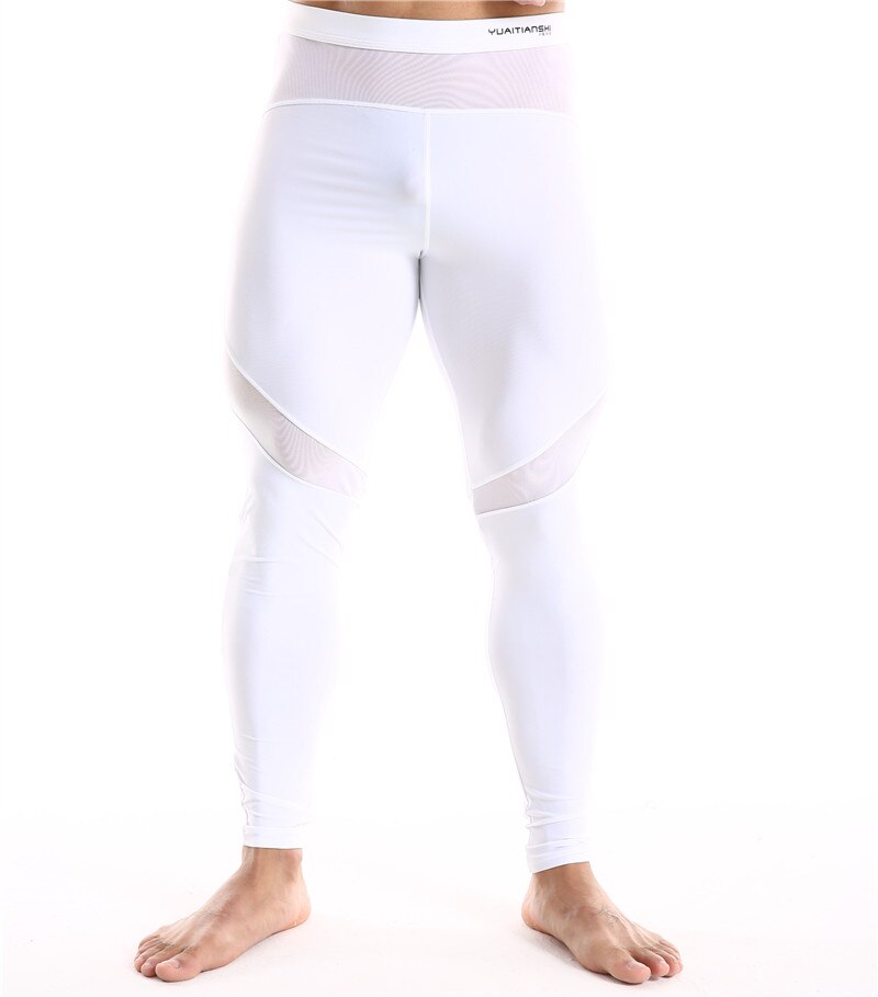Men Soft Comfortable Long Johns Stretch Termica Homem Pants Line Underwear Bottoming Trousers Summer Long Pants Men Long Johns: White / L
