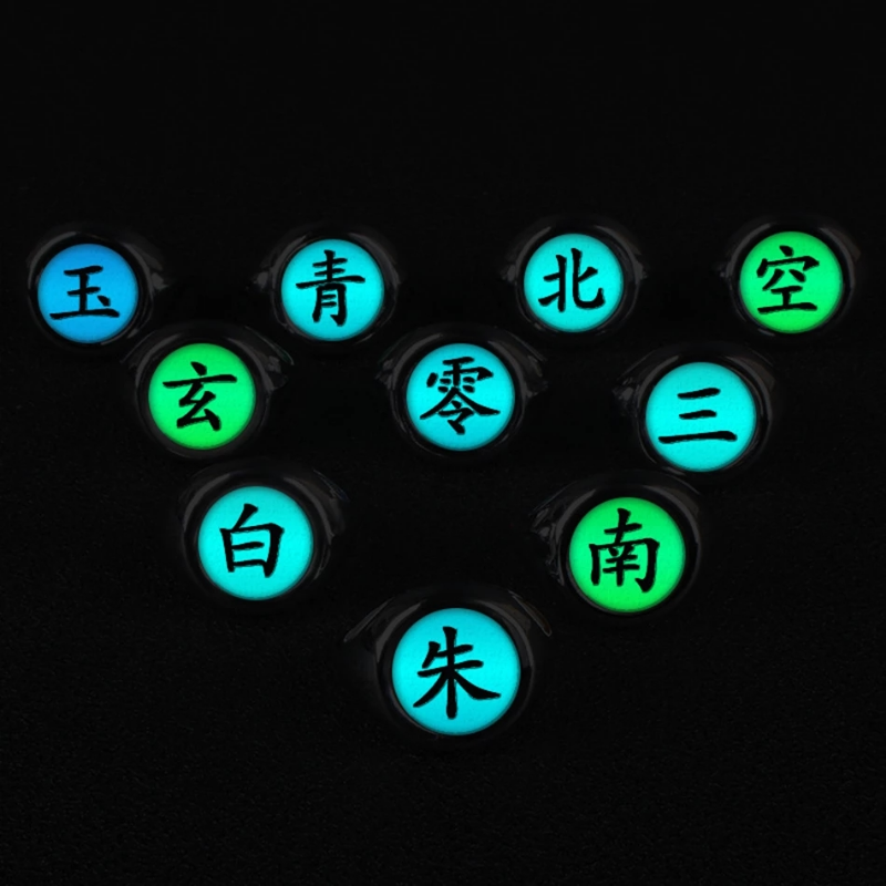 Anillo luminoso de Cosplay de Naruto de Anime japonés, anillo Akatsuki, accesorios de anillo para hombre, accesorios de decoración para dedo, Anillos Akatsuki Itachi