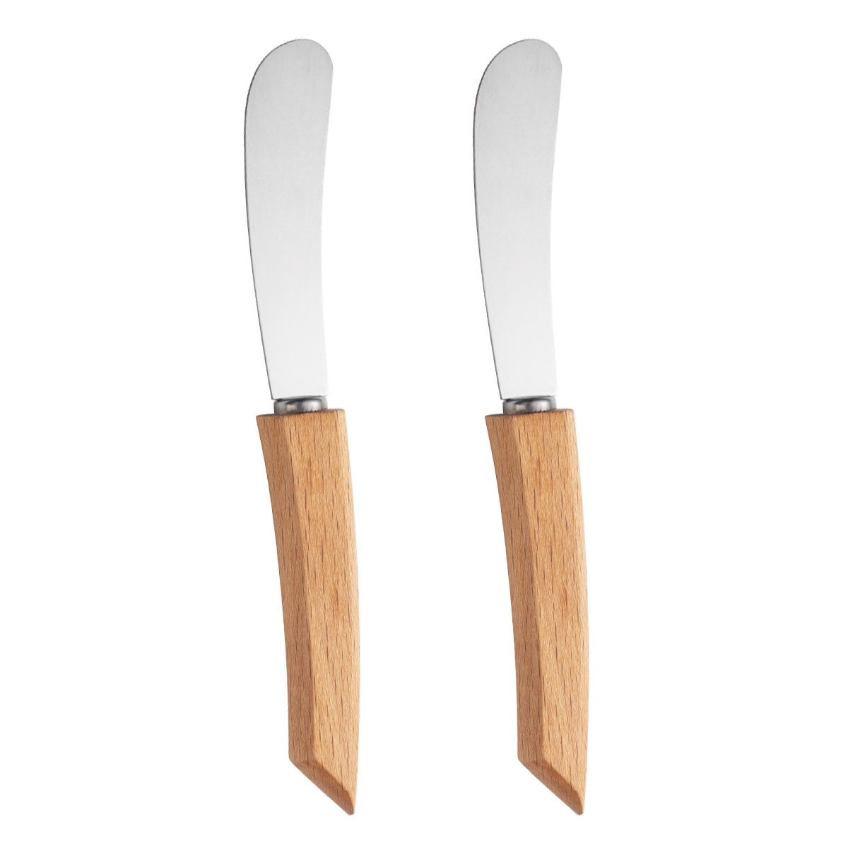 Juego de cuchillos esparcidor de mantequilla, cuchillos para esparcir sándwich de acero inoxidable con mango de madera, raspadores de mermelada de queso y crema de mantequilla: Gris claro