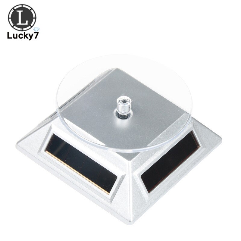 Solar Showcase 360 Turntable Rotating Jewelry Watch Ring Phone Stand Display Jewelry Organizer Hard Display Stand 4 Colors: Sliver