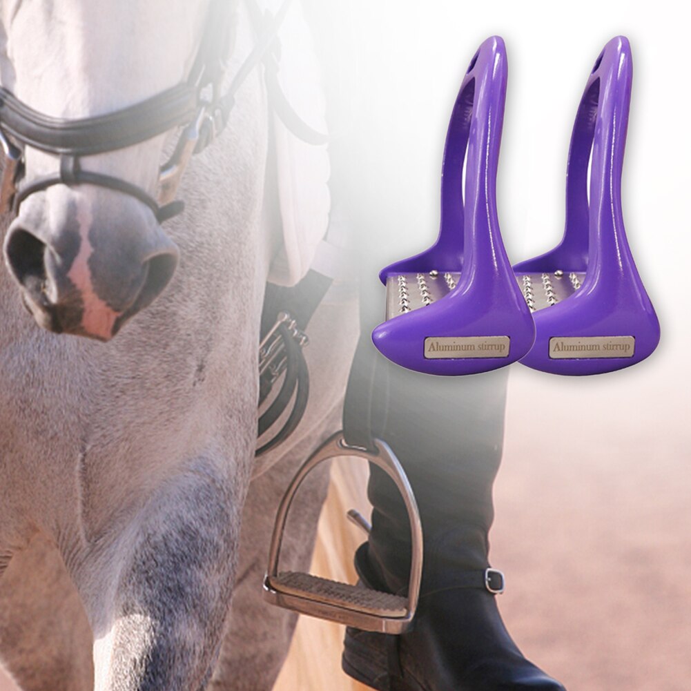 1 Pair Durable Aluminium Alloy Equipment Horse Stirrups Treads Saddle Anti Slip Riding Pedal Lightweight Equestrian Safety