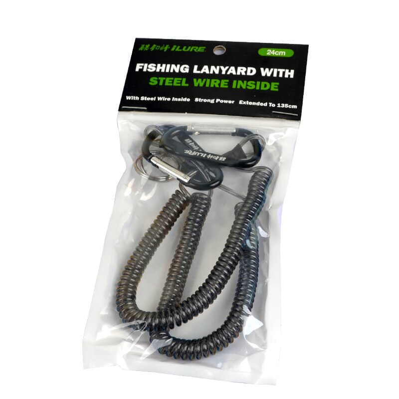 2 stks/partij Lanyards Varen Multicolor Touwen Kayak Camping Veilige Lijnen Draad Vissen Lanyard voor Tangen Lip Grips Pesca Gereedschap: 2pcs black