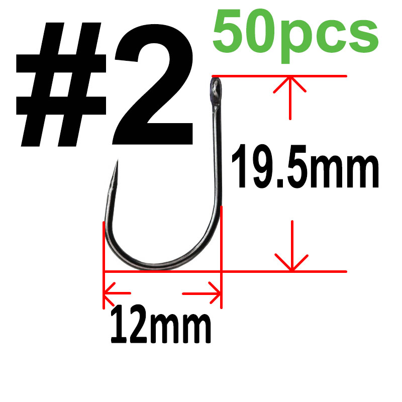 50 pcs Non-barb barbless Circle Carp Fishing Hooks with Hole Size 2 4 6 8 10 12 fishhook Single Hook: WHITE