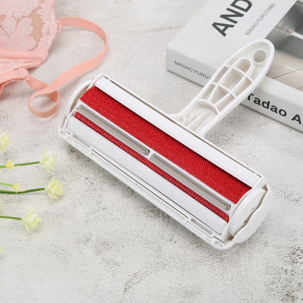 Rodillo removedor de pelo de perro mascota rojo de 2 vías, muebles de animales, removedor de pelusas del cepillo, pelusas, reutilizables, suministros para mascotas