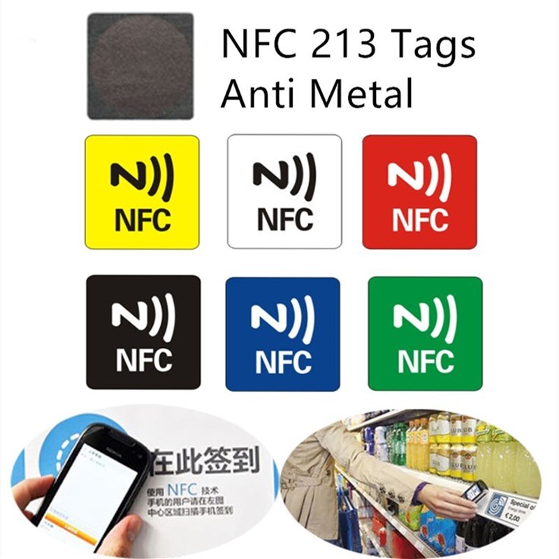 6Pcs NFC Tag Sticker 13.56MHz Waterproof PET Material NFC Stickers Smart Adhesive Anti Metal NFC 213 Tags For All NFC Phones