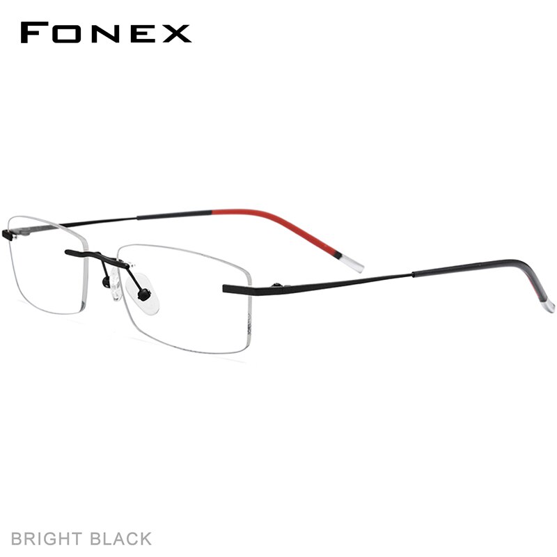 Fonex b titanium kantløse briller mænd recept briller stel kvinder ultralette nærsynethed optisk rammeløs koreansk briller 9608: Lys sort
