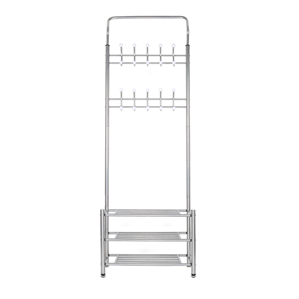Kledingrek Vloerstaande Kleren Opknoping Opslag Plank Kleerhanger Rekken Thuis Eenvoudige Stijl Slaapkamer Meubels Verwijderbare Hwc: Silver