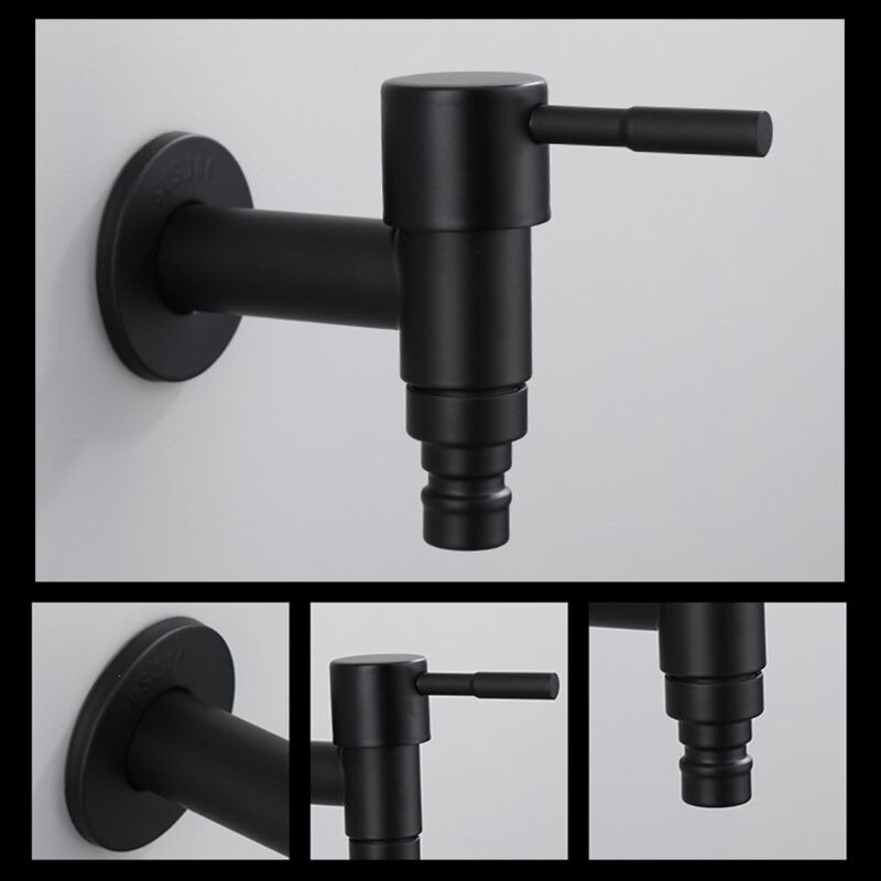 Grifo de acero inoxidable montado en la pared, negro, para baño, mopa