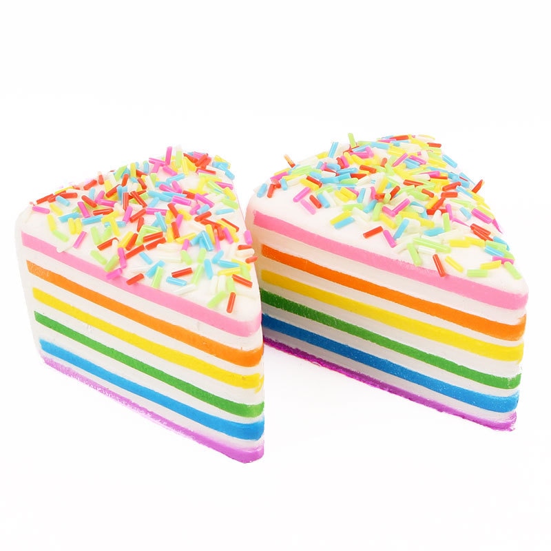 Kawaii pehmeä löysä värikäs sateenkaari kakku leipä puhelin hihnat hitaasti nouseva pulla hurmaa lelut stressin lievitys hauskaa 9*6*5.5cm