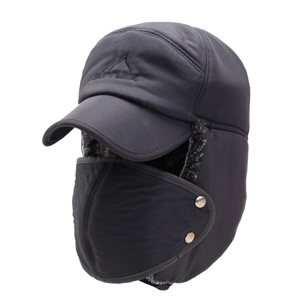 Sport avec oreille rabat casquette trappeur chapeaux coupe-vent masque détachable imperméable neige Ski masque chapeau pour snowboard randonnée: gray