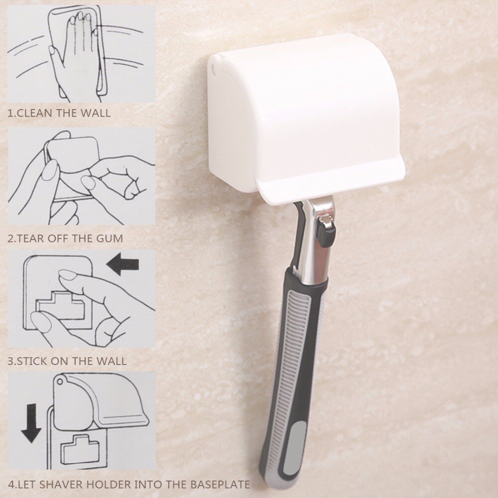Basupply – porte-rasoir mural, 1 pièce, pour salle de bain, support à capuchon, accessoires de salle de bain