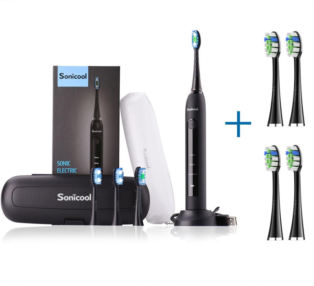 Electric Toothbrush 051B Sonic Toothbrush USB Rechargeable Tooth Brushes With 4 Pcs DuPont Replacement Time Brush Heads lachen: 051-BL-S131
