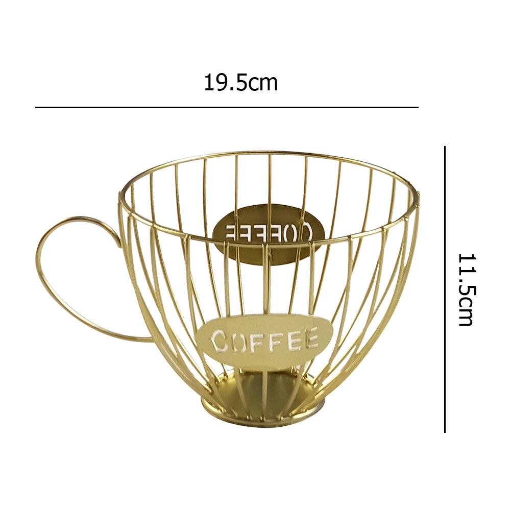 Metal Coffee Capsule Basket Multifunction Hollow Iron Stand Holder Coffee Pods Storage Shelves Rack Home Cafe Hotel Coffeeware: B Gold