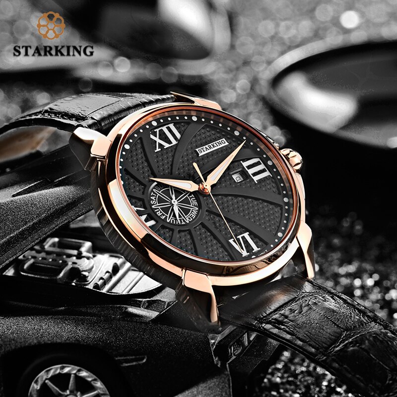 Relojes STARKING, reloj de para hombres, reloj de cuarzo negro de acero de lujo, reloj de pulsera deportivo de cristal de zafiro para hombre, reloj Masculino