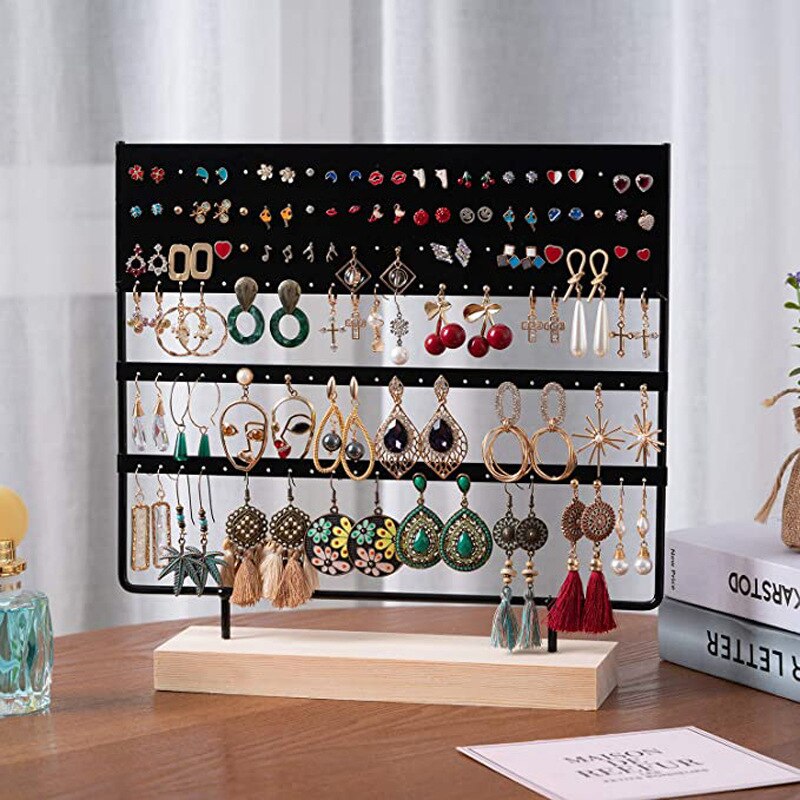 Oorbel Stand Display Rack 3-Tier Oor Stud Houder Sieraden Organisator Oor Stud Oorbel Houder 144 Gaten Met Hout base