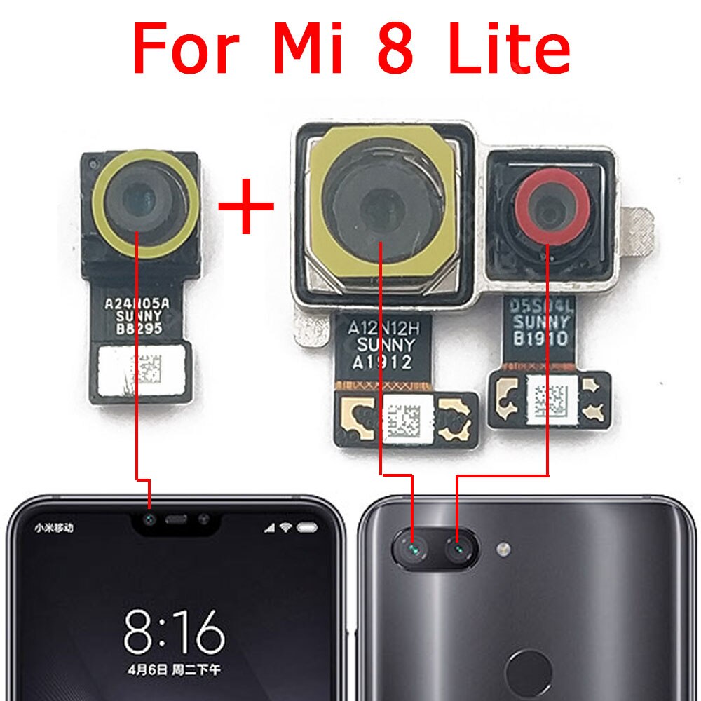 Cámara Frontal trasera Original para Xiaomi Mi 8 Lite Mi8 SE, módulo de cámara trasera, reparación flexible, piezas de repuesto: Mi 8 Lite Back Front