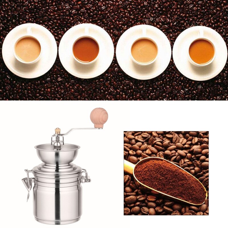 Stainless Steel Coffee Grinder Manual Hand Crank Spice Nuts Herb PortableGrinder