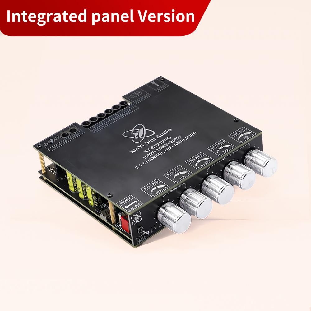 ST21PRO TPA3221 Bluetooth 5.0 2.1 Channel Power Audio Stereo Subwoofer Amplifier Board 100WX2+200W TREBLE Bass note tuning AMP: Silver
